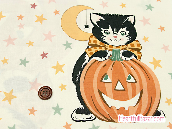 [再入荷]USAコットン moda Kitty Corn ハロウィンパネル(パネルカット) 3枚目の画像