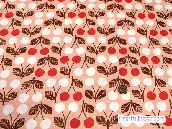 USAコットン(110×50) COTTON+STEEL Under the Apple Tree さくらんぼ レッド 2枚目の画像