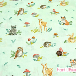USAコットン(110×50) moda Effie's Woods アニマル ミント 2枚目の画像