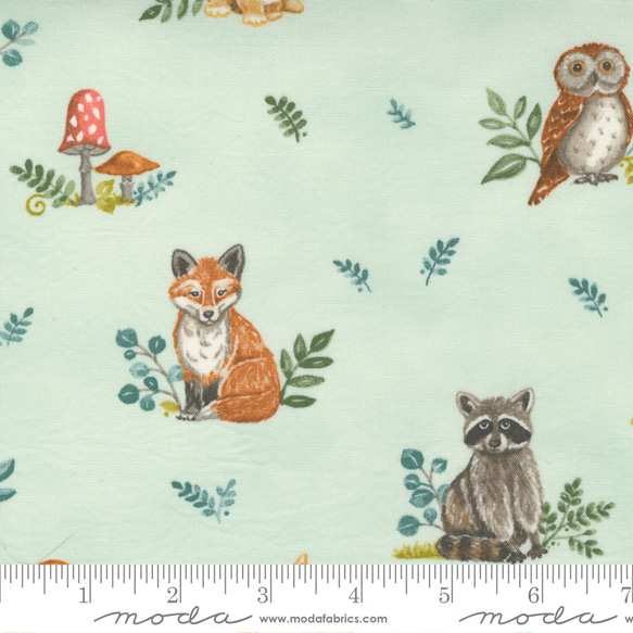 USAコットン(110×50) moda Effie's Woods アニマル ミント 4枚目の画像