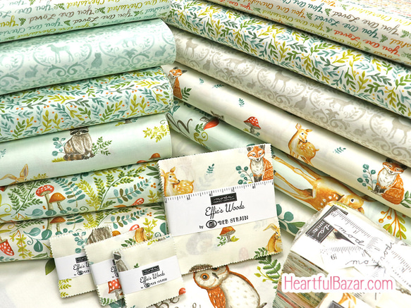 USAコットン(110×50) moda Effie's Woods アニマル ミント 5枚目の画像