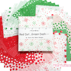 USAコットン moda charmpack 42枚セット Red Dot...Green Dash--- 1枚目の画像