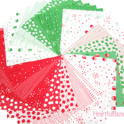 USAコットン moda charmpack 42枚セット Red Dot...Green Dash--- 5枚目の画像