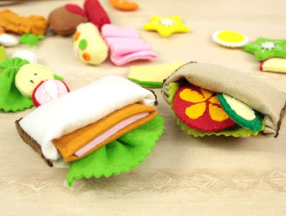 【セット割引中】フェルトで作ったサンドイッチ　フェルトままごと フェルトままごとグッズ》 以前紹介したフェルトサンドイッチ