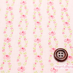 [再入荷]USAコットン(110×50) moda Fleurs フラワーストライプ ピンク 1枚目の画像