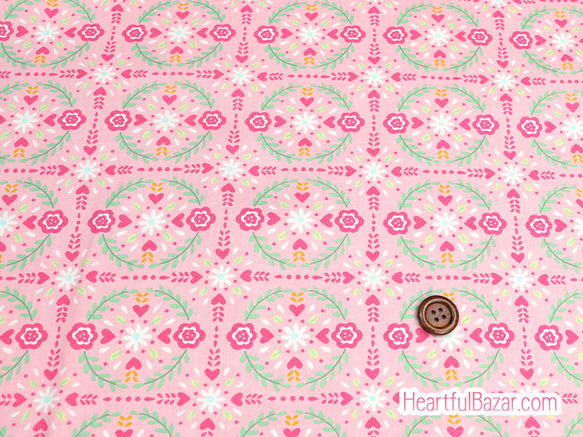 USAコットン(110×50) moda Llama Love フローラル ピンク 2枚目の画像