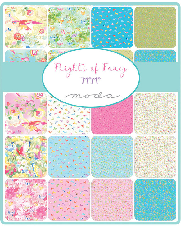 [再入荷]USAコットン moda Flights of Fancy アクア 6枚目の画像