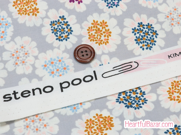 USAコットン COTTON+STEEL Steno Pool バーベナ グレー 3枚目の画像