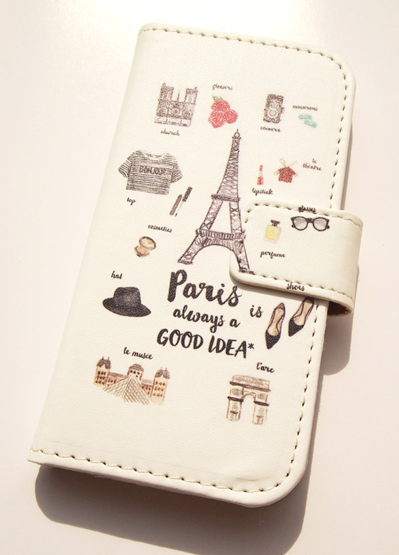 Paris（ピンク） maw 手帳型スマホケース iPhoneシリーズすべて対応/アンドロイド各種対応 2枚目の画像