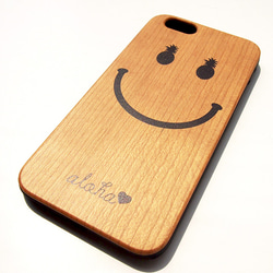 オリジナル名入れ　aloha　smile wood case  iPhoneシリーズ4以外すべて対応 3枚目の画像