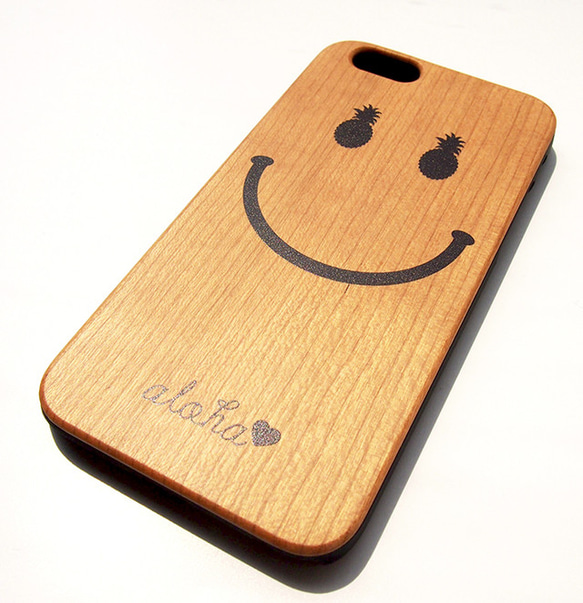 オリジナル名入れ　aloha　smile wood case  iPhoneシリーズ4以外すべて対応 3枚目の画像