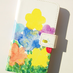 Bee&Flower by saaya 手帳型スマホケース  iPhoneシリーズすべて対応/アンドロイド各種対応 1枚目の画像