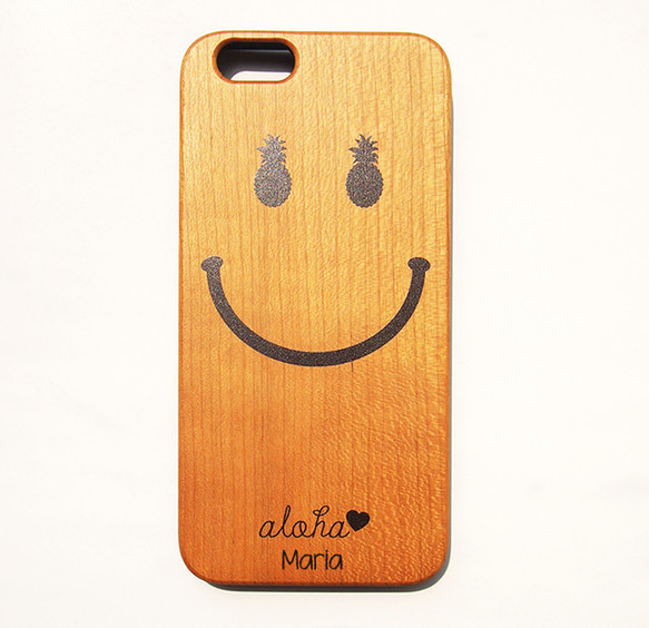 オリジナル名入れ　aloha　smile wood case アッツ 様専用　再製作分 1枚目の画像