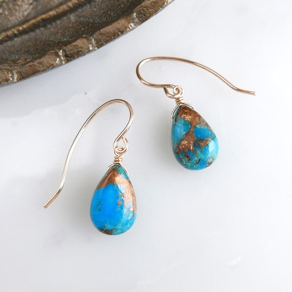 blue copper コッパーターコイズの一粒ピアス ピアス（フック
