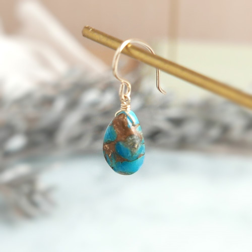 blue copper コッパーターコイズの一粒ピアス ピアス（フック