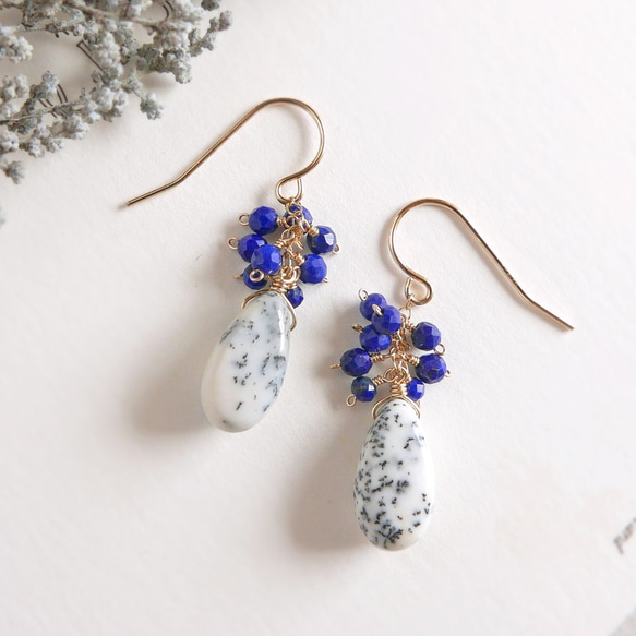 デンドライトオパール&ピノライト2点おまとめ＊ピアスorイヤリング デンドライトオパール&ピノライト2点おまとめ＊ピアスor