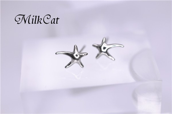 海星 スター モチーフ シルバー ピアス(アレルギー対応) MilkCat ミルクキャット 3枚目の画像