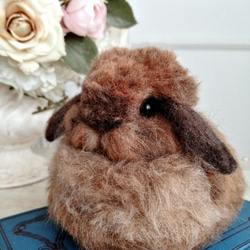 羊毛フェルトリアルうさぎ お座りネザーランドドワーフ(オレンジ) 羊毛