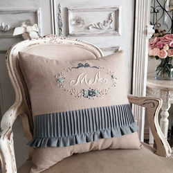 【美品】フランスアンティーク 手刺繍リボンと花模様 フリルクッションカバー f73bc3518d75dd018e91ac9567730a
