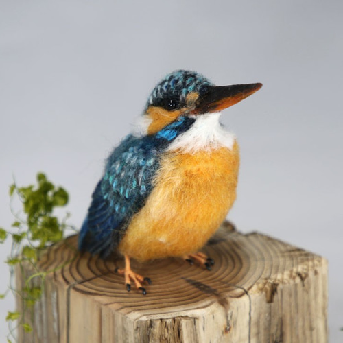 野鳥＊羊毛フェルト カワセミ 羊毛フェルト 森羊のクーシャ(cuusha