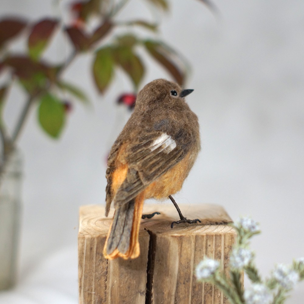 野鳥＊羊毛フェルト ジョウビタキ（メス） 羊毛フェルト 森羊の