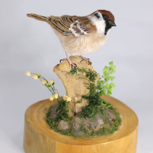 野鳥＊羊毛フェルト スズメ 羊毛フェルト 森羊のクーシャ(cuusha