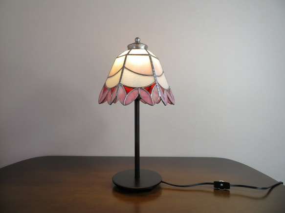 ピンクのお花ブーケ（ステンドグラスランプ）テーブルランプ・ガラス照明・Lサイズ・sold 5枚目の画像
