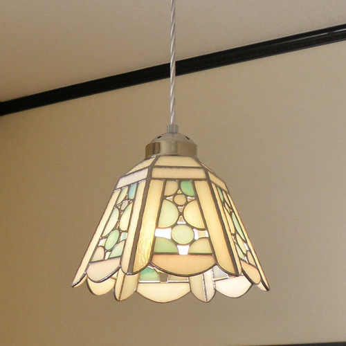 シャボン淡い水色（ステンドグラスペンダントライト)吊り下げガラス