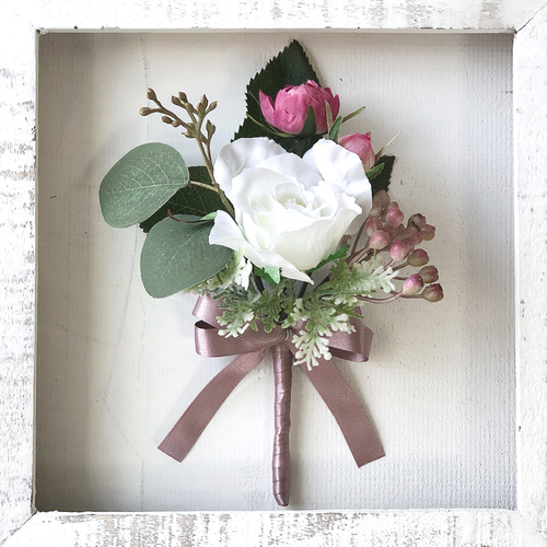 ピンクピオニーとローズのウェディングブーケ ♪送料は無料です  