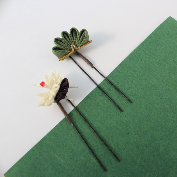 簪 鶴と和松&　ヘアピン鶴と小洒落松 5枚目の画像
