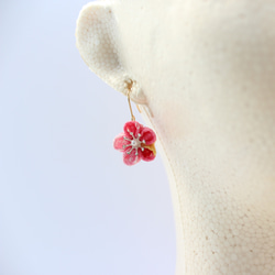 耳環 Tsumami-zaiku 縐紗 日式花紋 粉色 &lt;&lt;定做&gt;&gt; 第5張的照片