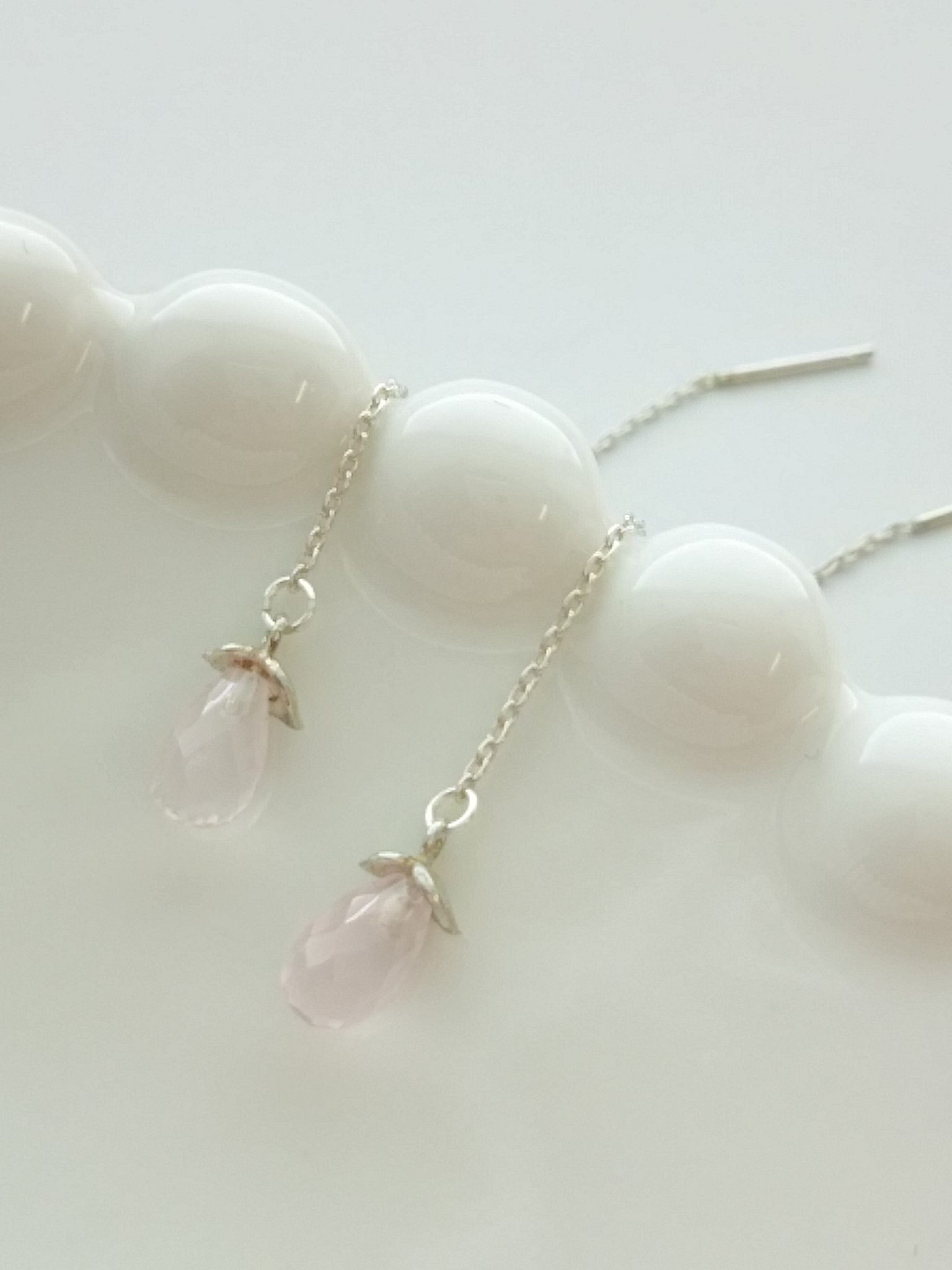 光の実【ローズクォーツ ピアス♪】