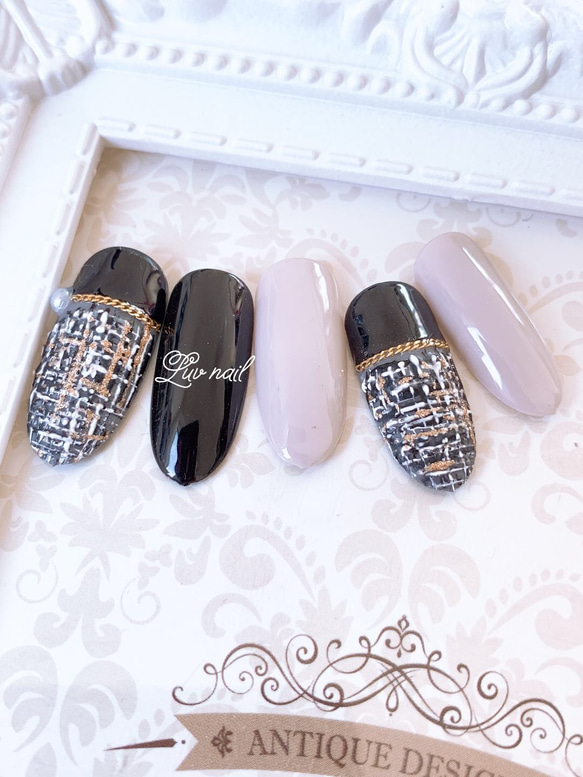 #001 ツイードネイル　ネイルチップ 1_e698590259d539ce7f114ed87359