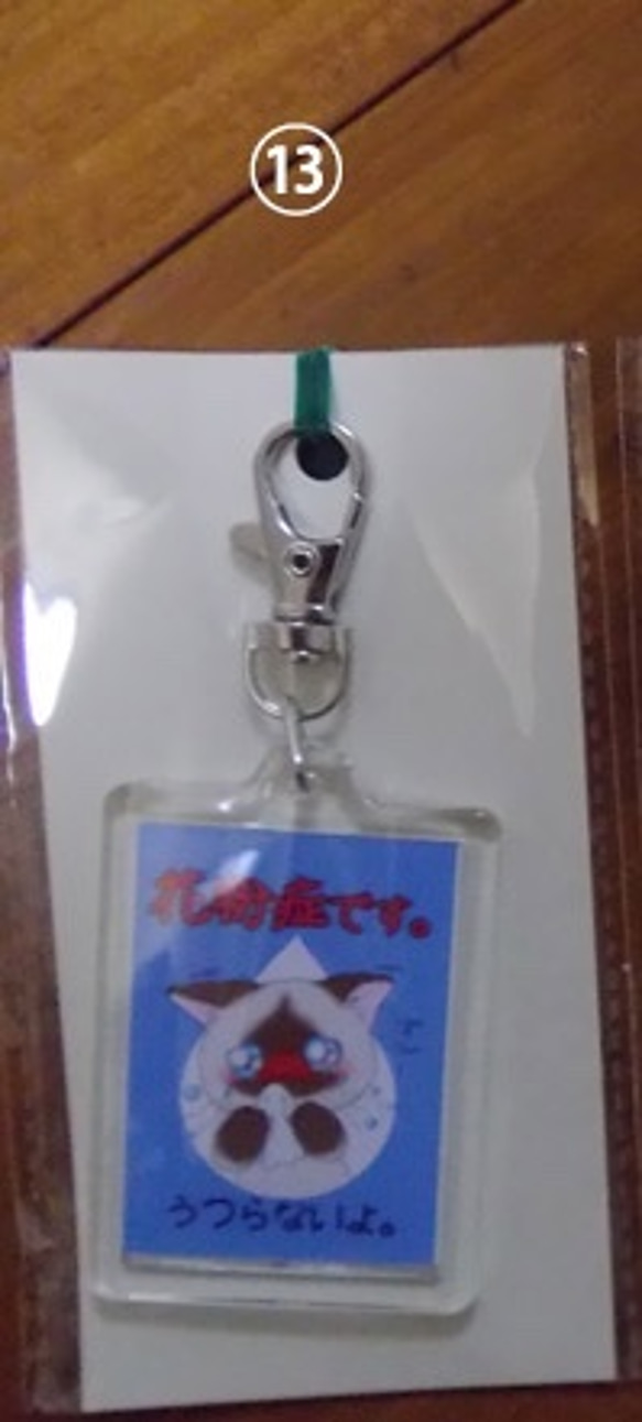花粉症マーク　アクリルキーホルダー　カラビナタイプ　猫 3枚目の画像