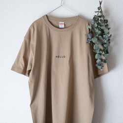 オーバービッグTシャツ「HELLO.」／カーキ 1枚目の画像