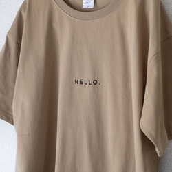 オーバービッグTシャツ「HELLO.」／カーキ 2枚目の画像