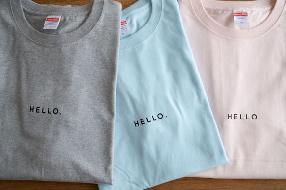 オーバービッグTシャツ「HELLO.」／ライトブルー 2枚目の画像