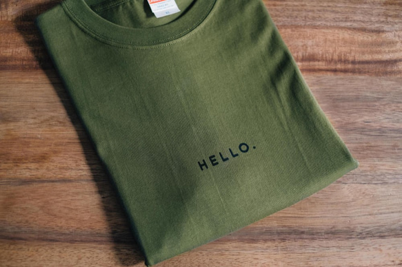 オーバービッグTシャツ「HELLO.」／グリーン 1枚目の画像