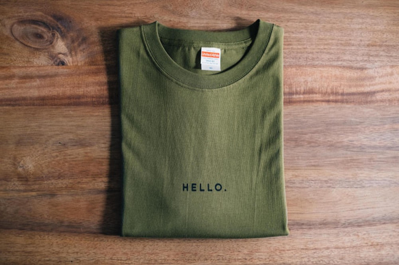 オーバービッグTシャツ「HELLO.」／グリーン 2枚目の画像