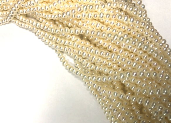 天然石　淡水真珠　φ3.5～4.0mm　クリーム系　ルース 1枚目の画像