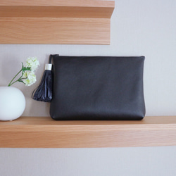 【Tassel Clutch Bag】本革フリンジ タッセルクラッチバッグ 2枚目の画像