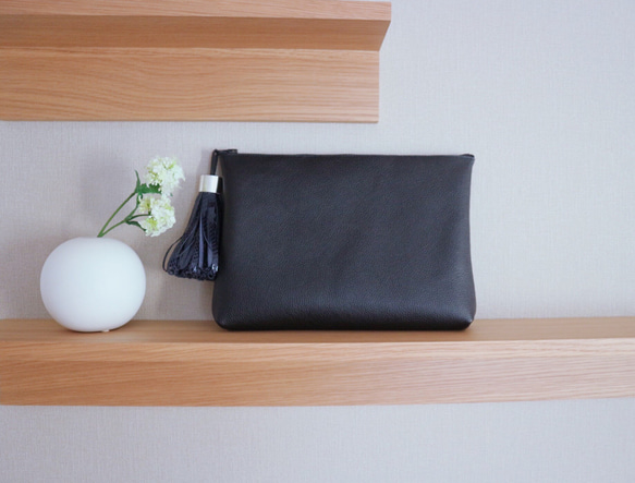 【Tassel Clutch Bag】本革フリンジ タッセルクラッチバッグ 2枚目の画像