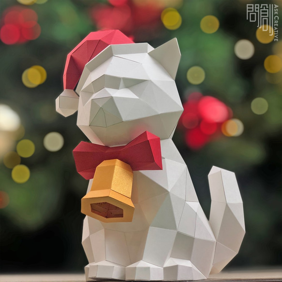 問創Askcreative DIYペーパークラフト クリスマスシリーズー クリスマス猫 第1張的照片