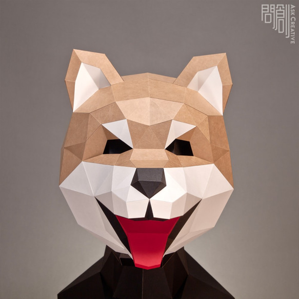 問創Askcreative DIYペーパークラフト マスクシリーズ-柴犬マスク 第3張的照片