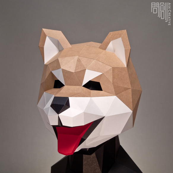 問創Askcreative DIYペーパークラフト マスクシリーズ-柴犬マスク 第4張的照片