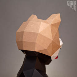 Askcreative DIYペーパークラフトマスクシリーズ - 柴犬マスク 7枚目の画像