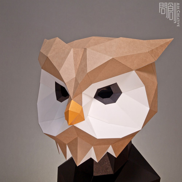 問創Askcreative DIYペーパークラフト マスクシリーズ- フクロウマスク 第5張的照片