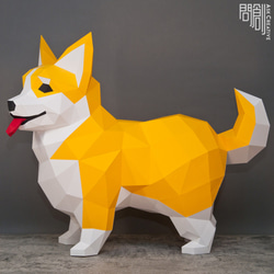 DIY手作り3Dペーパーモデルギフトオーナメント犬シリーズ-リアルビッグコーギークイーンズコーギー 6枚目の画像