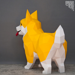 DIY手作り3Dペーパーモデルギフトオーナメント犬シリーズ-リアルビッグコーギークイーンズコーギー 7枚目の画像