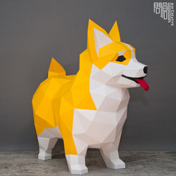 DIY手作り3Dペーパーモデルギフトオーナメント犬シリーズ-リアルビッグコーギークイーンズコーギー 8枚目の画像